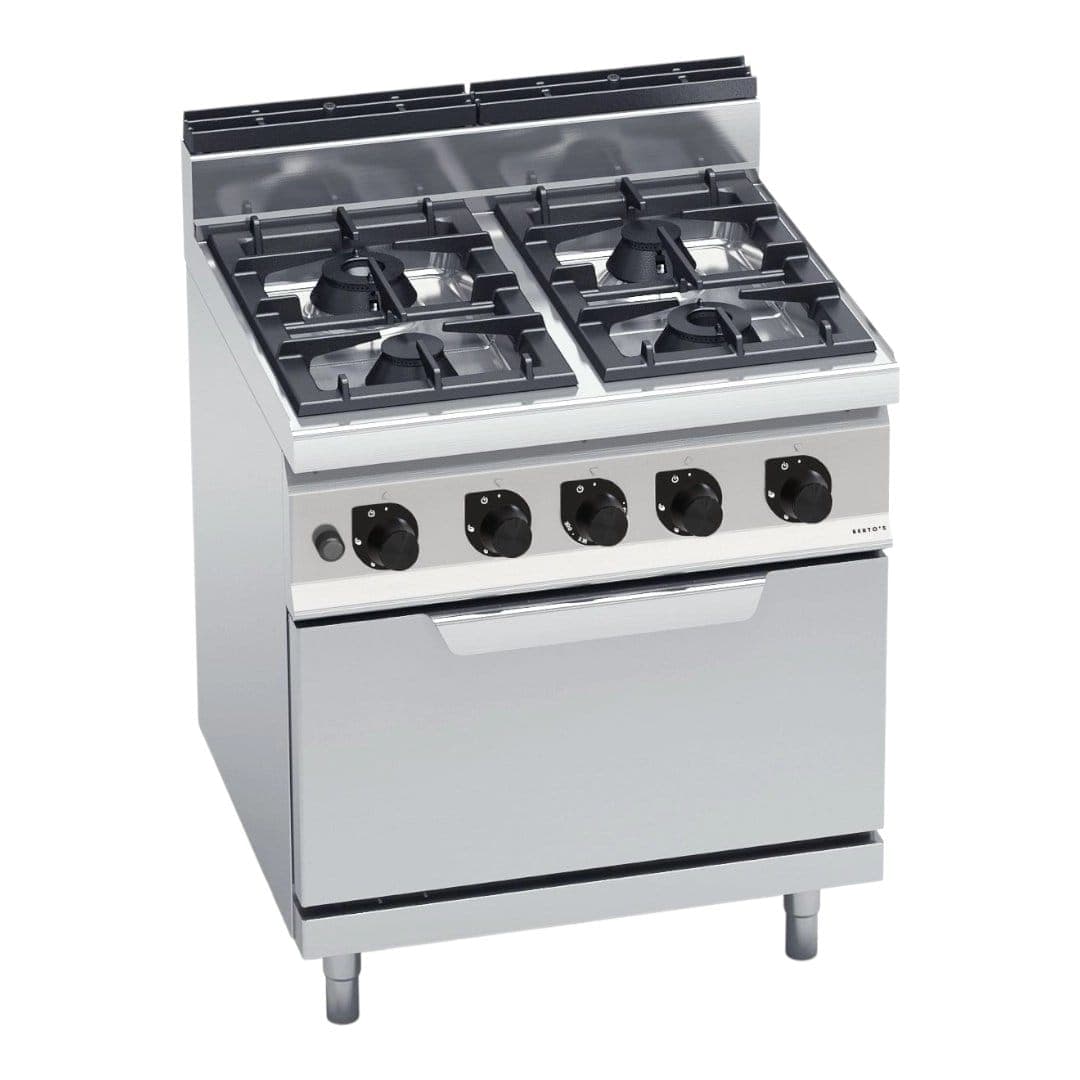 CUISINIÈRE 4 FEUX VIFS SUR FOUR À GAZ 2/1 BERTO’S